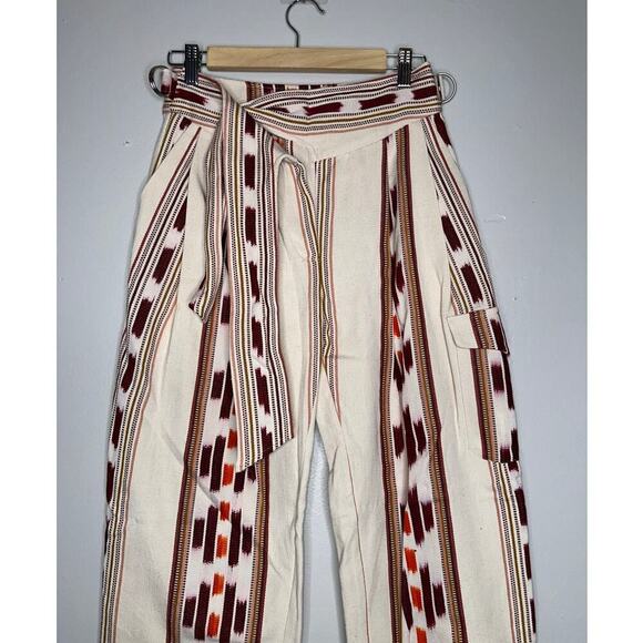 Alix of Bohemia Painter Indian Summer Wide Leg Pants Size XS Cream Burgundy - Picture 5 of 10